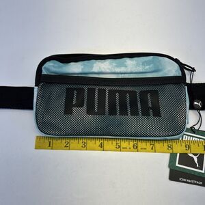Puma Waistpack Aqua/Black/White Outside Mesh Pocket Zip New w/Tags